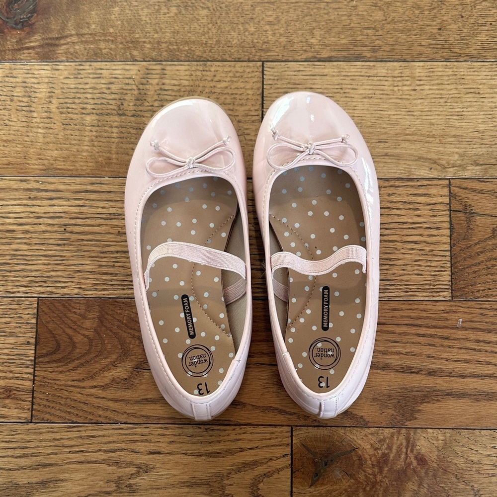 Wonder Nation Pink Kids Ballet Flat Dress Shoes with Bow